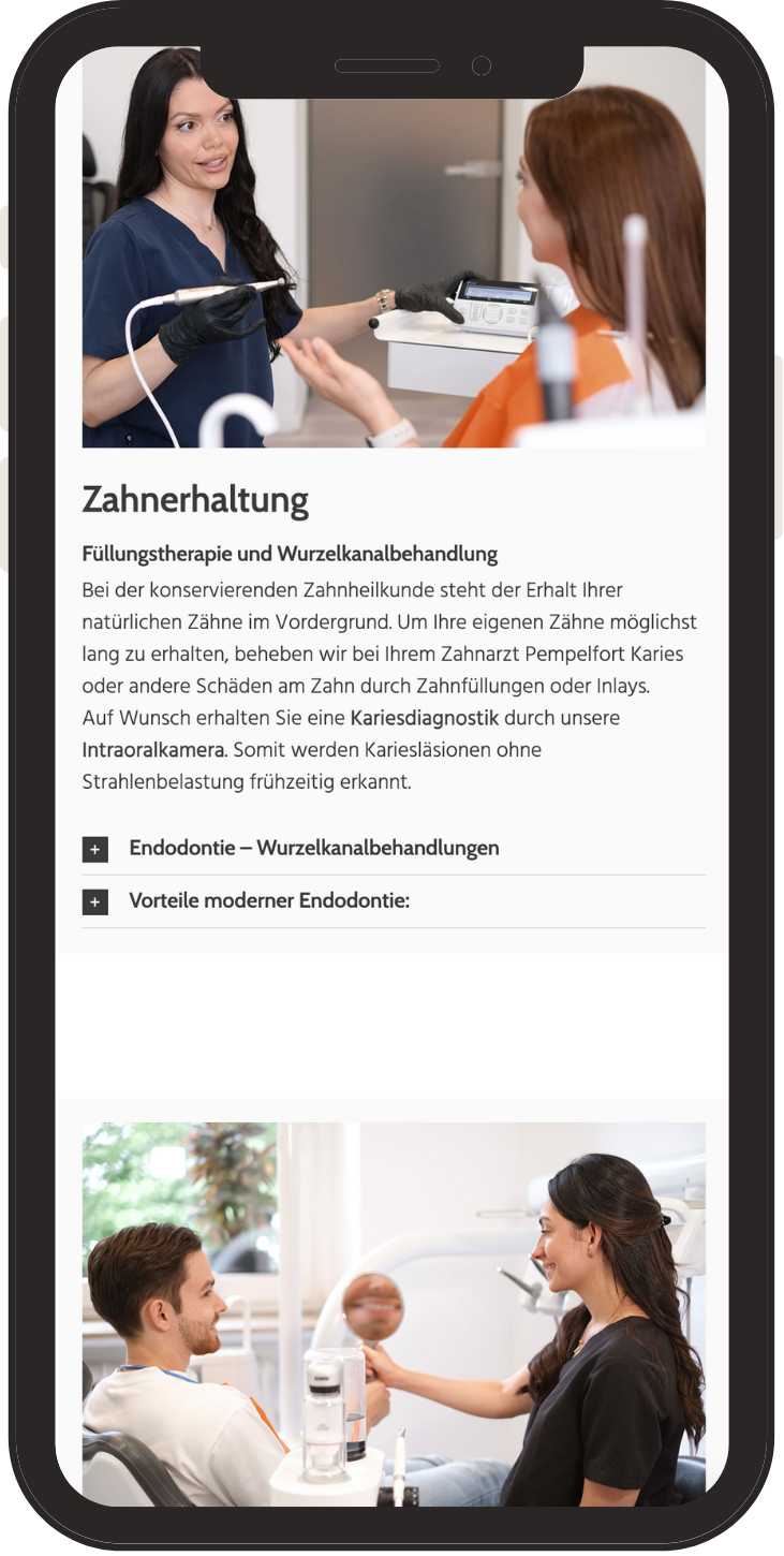 Praxis-Website mit Leistungstexten